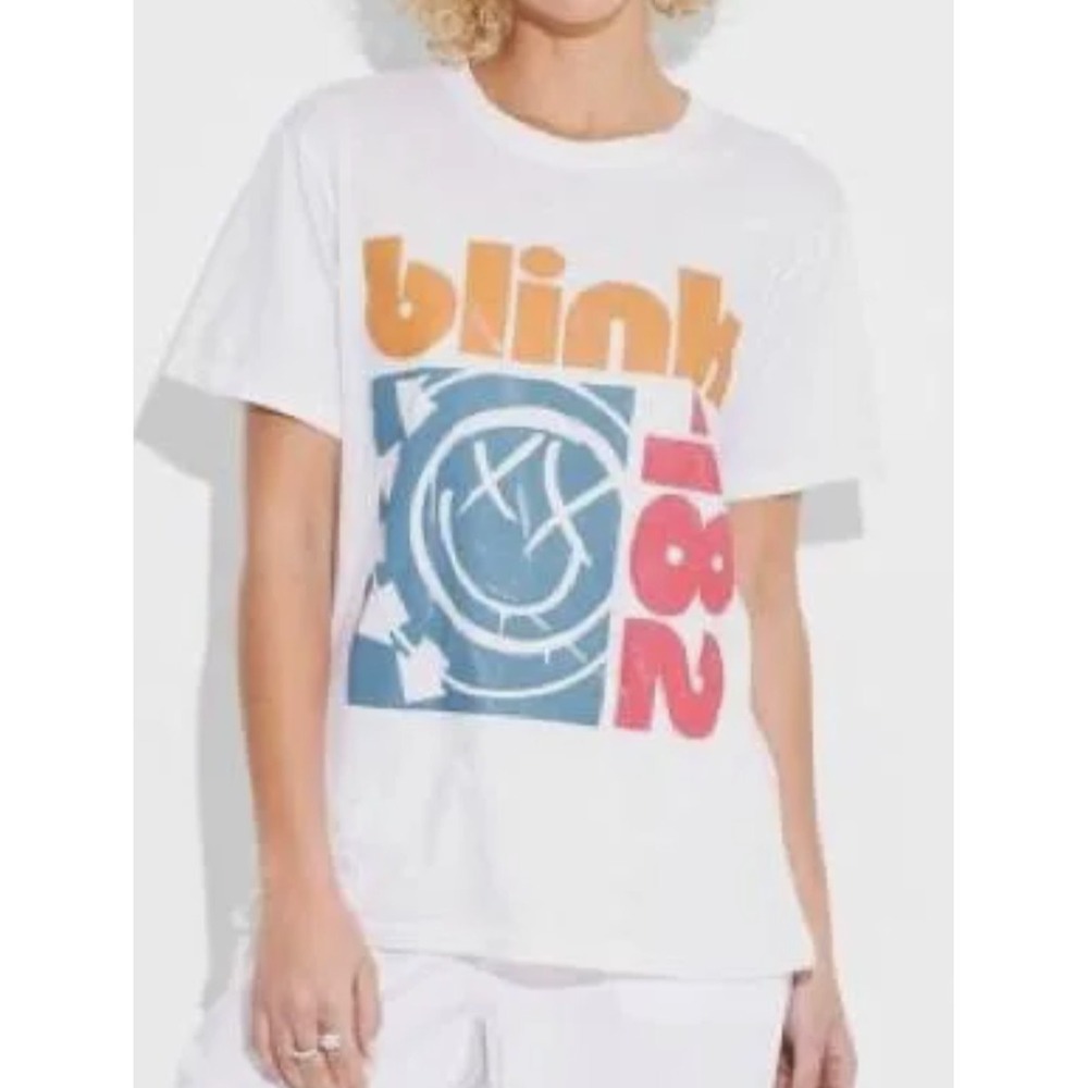 BLINK-182 White Smiley Face Rock Band T-Shirt Size XXS